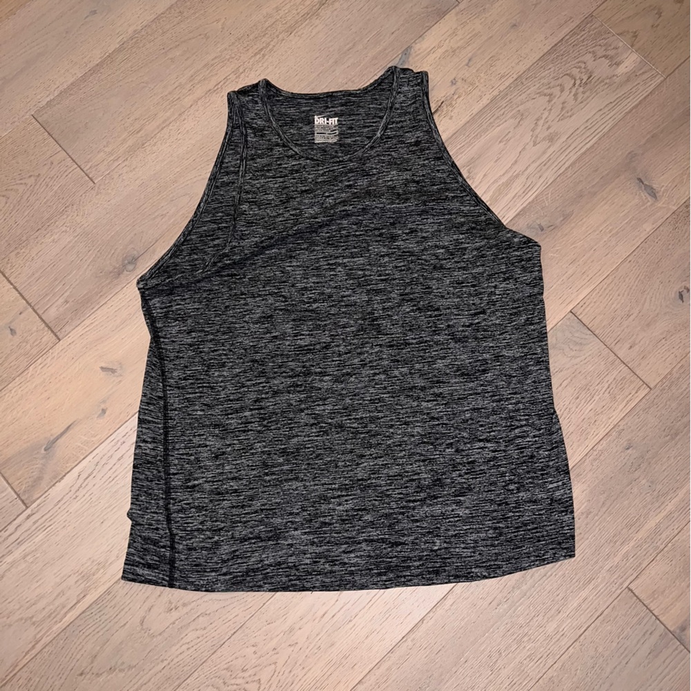 Nike Dri Fit Tank Top Workout Top | Women Size Medium | Heathered Grey Black
